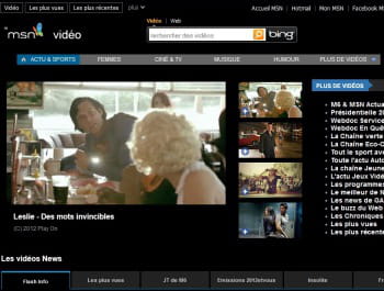 page d'accueil du service vidéo de msn