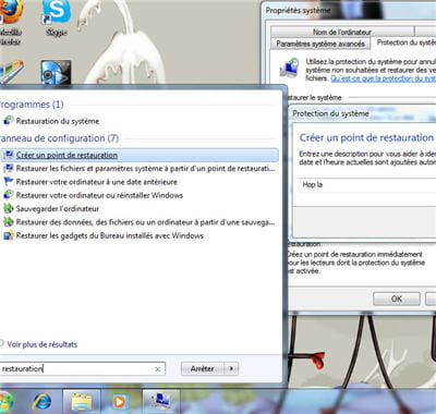 créer un point de restauration se révèle simple