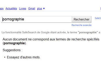 concrètement, voici l'effet de la fonction safesearch