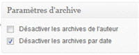les archives par date et par auteur peuvent être déactivées