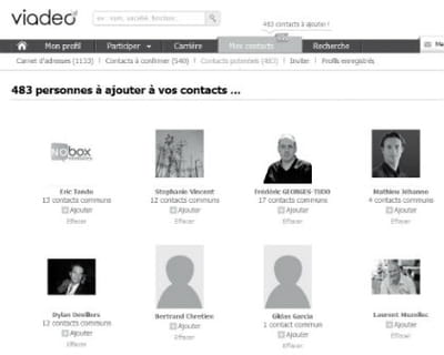 suggestions de contacts sur viadeo