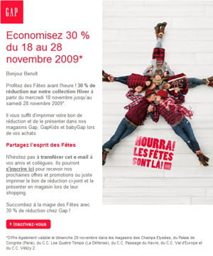 l'e-mailing de gap