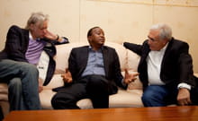 dsk avec le chanteur bob geldof et le ministre des finances du kenya.