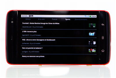 la fonction 'dernières actualités' sur la dell streak.