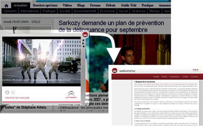 le format display 'slide in' de weborama tente d'informer les internautes sur le
