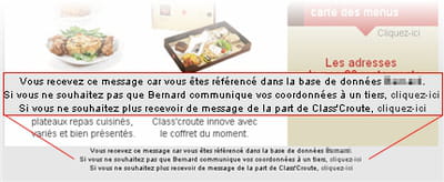 exemple d'une newsletter class' croute, informant les destinataires de la raison