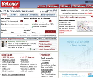 un capture d'écran du site internet seloger.com.