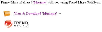 le mail indique le dossier partager, et que pour y accéder il suffit de cliquer