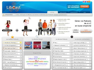 la page d'accueil de libcast