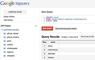 console du service bigquery de gestion des requêtes.