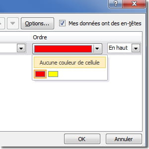 trier par couleur de cellule.