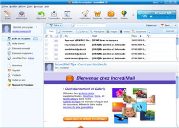 capture d'écran du logiciel incredimail sous windows xp.