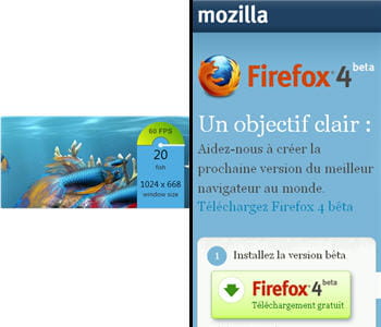 a gauche, une animation permettant de tester la réactivité d'internet explorer