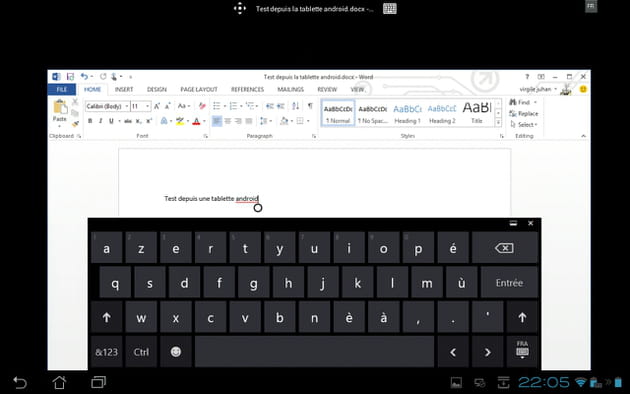 test depuis tablette android