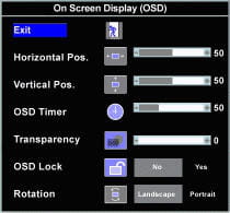 un menu osd classique de moniteur