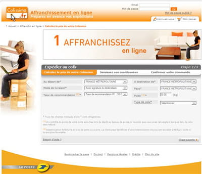 page d'accueil du site colissimo.fr