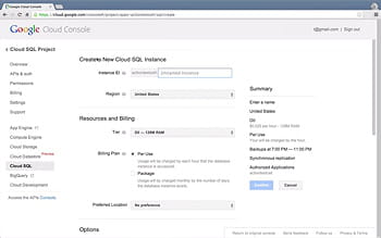 capture de la console de google app engine.