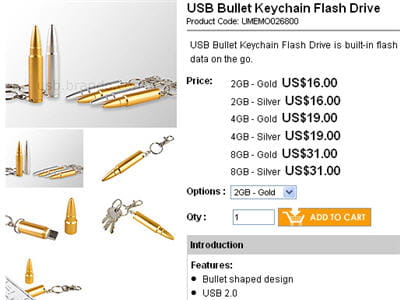 la balle de fusil en clé usb.