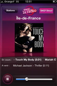 le service de radio numérique lancé le 7 janvier 2010 sur l'application sncf