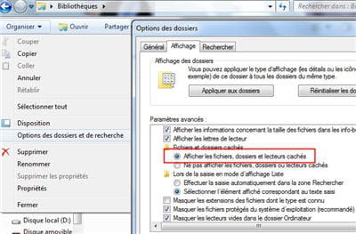 l'option d'affichage des fichiers et dossiers cachés s'est un peu déplacé