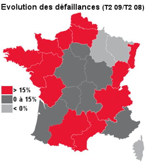 au 2e trimestre 2009, 13 908 entreprises ont été placées en redressement ou en