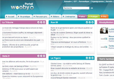 la page d'accueil de l'intranet wooby est entièrement personnalisable à l'image