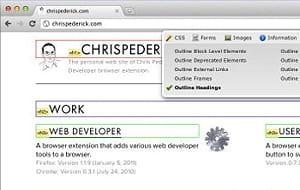 web developper permet de faire apparaître des éléments du code source d'une page