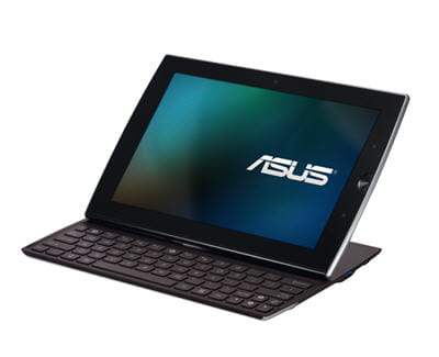 une tablette avec un clavier coulissant