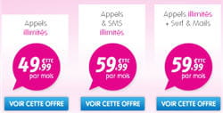 copie d'écran de la grille tarifaire des forfaits voix illimités sur le site de