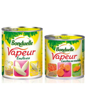 les légumes bonduelle sont cuits à la vapeur directement dans la boîte.