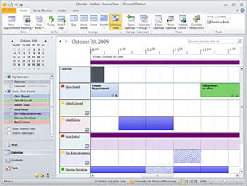 l'outil calendrier sur outlook 2010