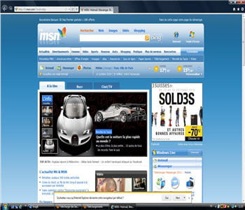 capture d'écran de la page d'accueil d'internet explorer 9 béta