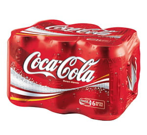 le pack de six boîtes de coca-cola.