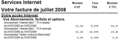 extrait d'une facture orange