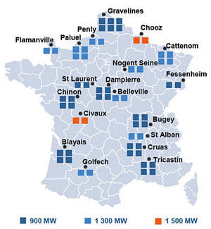 les centrales nucléaires se trouvent postées près des grands fleuves français