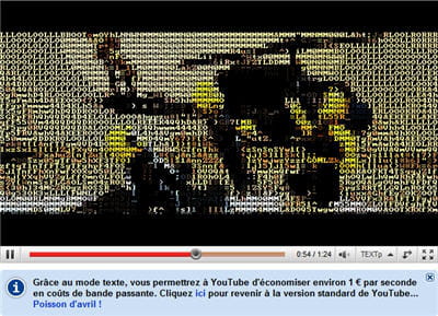 youtube a transformé quelques vidéos de sa plate-forme en suites de caractères