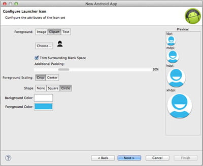 configurer l'icône de l'application.