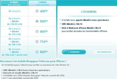 les forfaits valables pour un engagement de 12 mois
