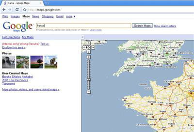 recherche google maps sous le navigateur chrome