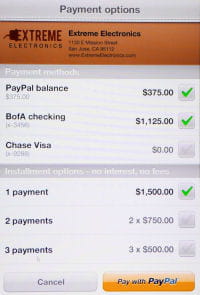 l'utilisateur répartit son achat sur les méthodes de paiement de son choix