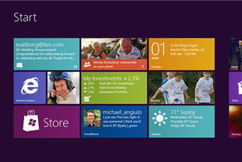 page d'accueil de windows 8 présentée à l'occasion de la conférence d9 2011.