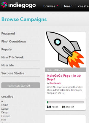 indiegogo revendique 40 000 campagnes dans 200 pays