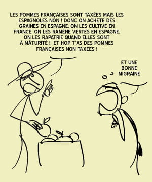 les pommes de france sont soumises à la taxe, tandis que les tomates d'espagne,