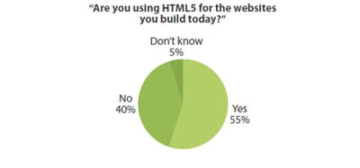 part des développeurs ayant recours à html5 pour créer des sites web (panel :