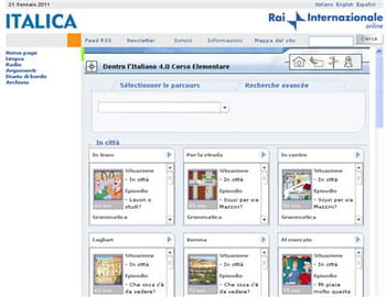 copie d'écran du site italica, de la rai internazionale