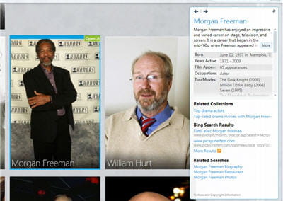on rapproche la recherche sur morgan freeman. un clic sur la photo apporte des