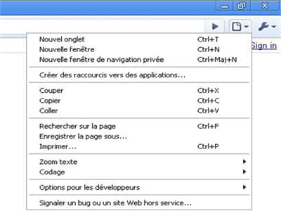 option de navigation au sein des onglets