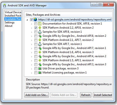 android sdk et avg manager