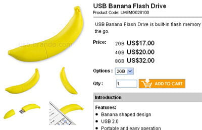 la clé usb en forme de banane.