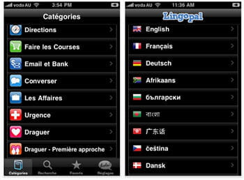 captures d'écran de l'application